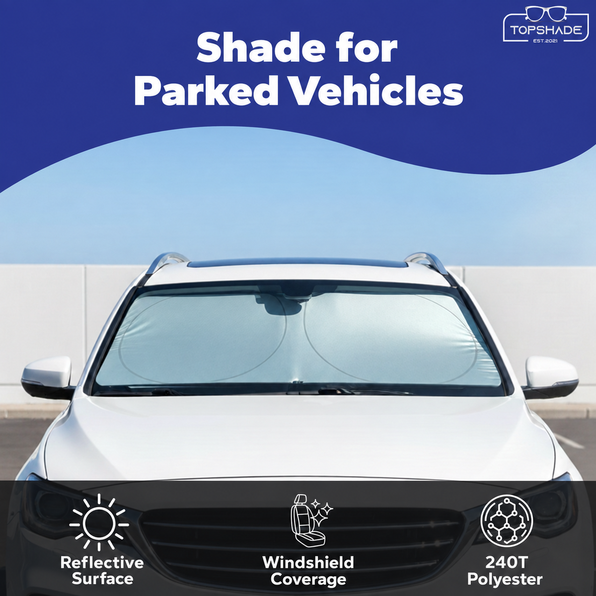 TopShade windshield shade features and parked use