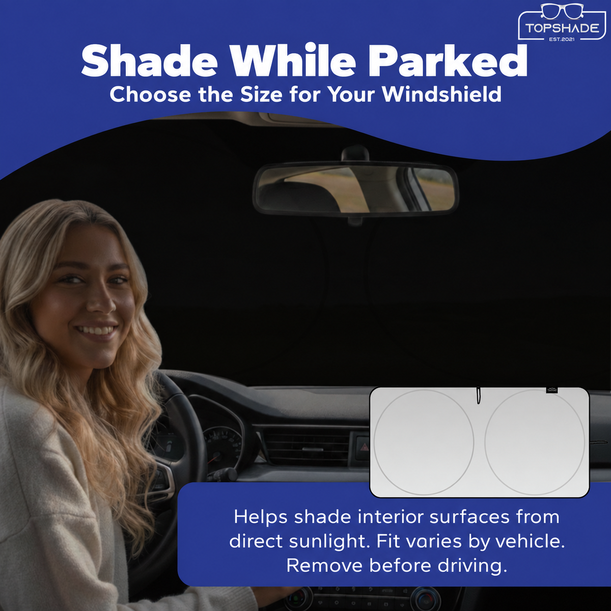 TopShade windshield shade features and parked use