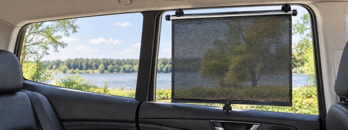 Roller shade on a car rear side window