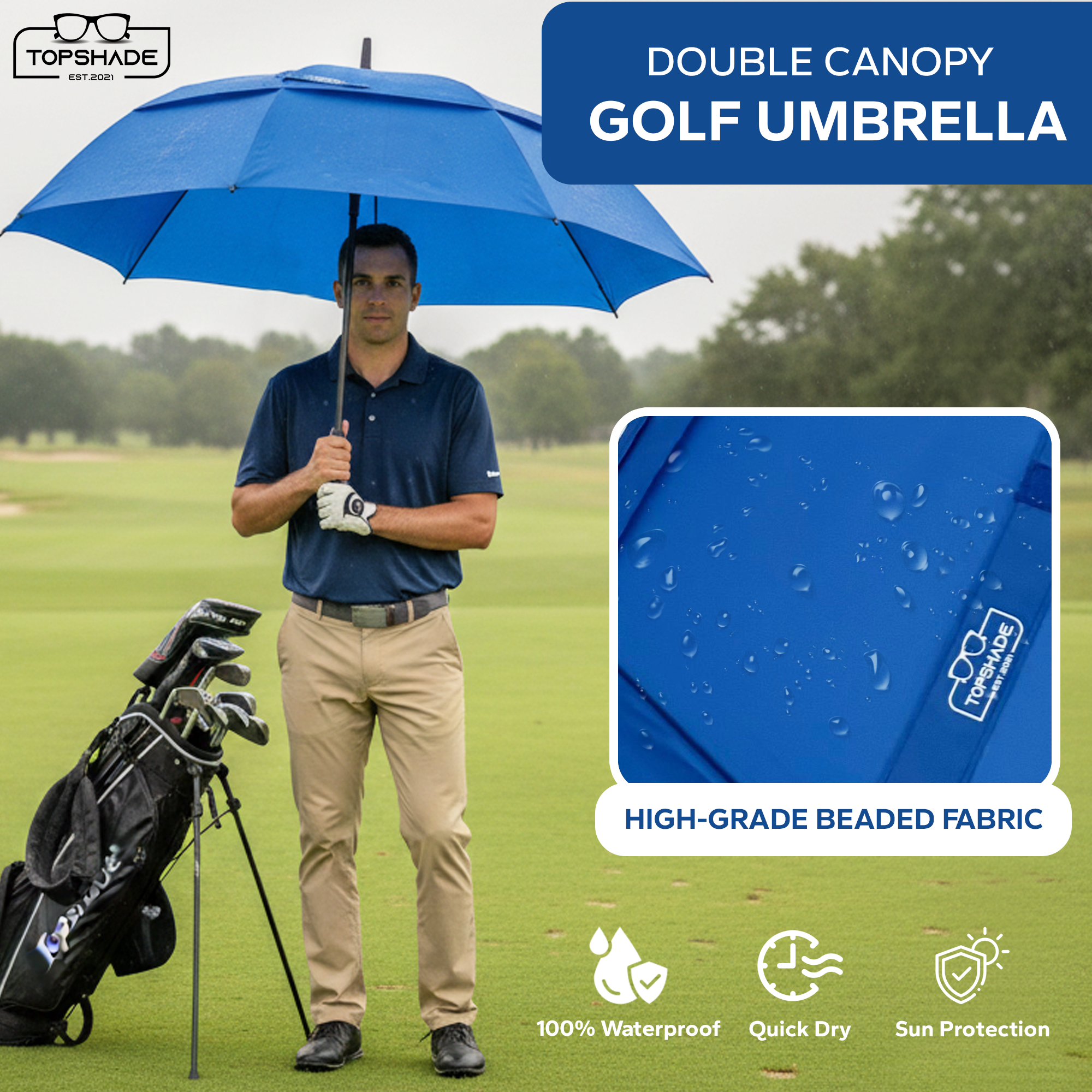 Double Canopy Golf Umbrella - Multiple Sizes and Colors